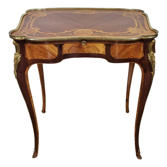 Antique French Louis XV Inlaid & Bronze Mounted Diminutive Writing Lady's Desk For Sale