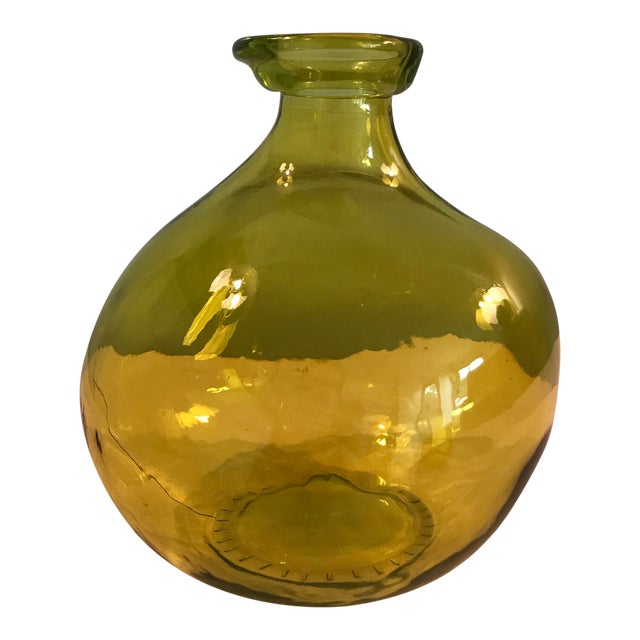 Vintage MidCentury Modern Yellow Glass Bottle Chairish