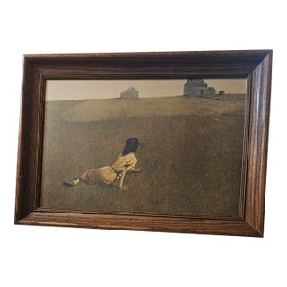 Vintage Framed Reproduction of Andrew Wyeth Gravure Print Christina's World & Weather Side For Sale