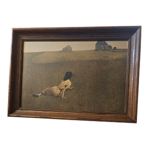 Vintage Framed Reproduction of Andrew Wyeth Gravure Print Christina's World & Weather Side