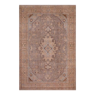 Boho Chic Retro Vintage Gray/Tan Wool Rug - 7'10'' X 10'7'' For Sale