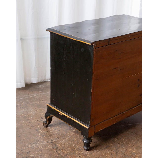 Black Antique Scandinavian Painted Pine Chest, Early 20th Century For Sale - Image 8 of 12