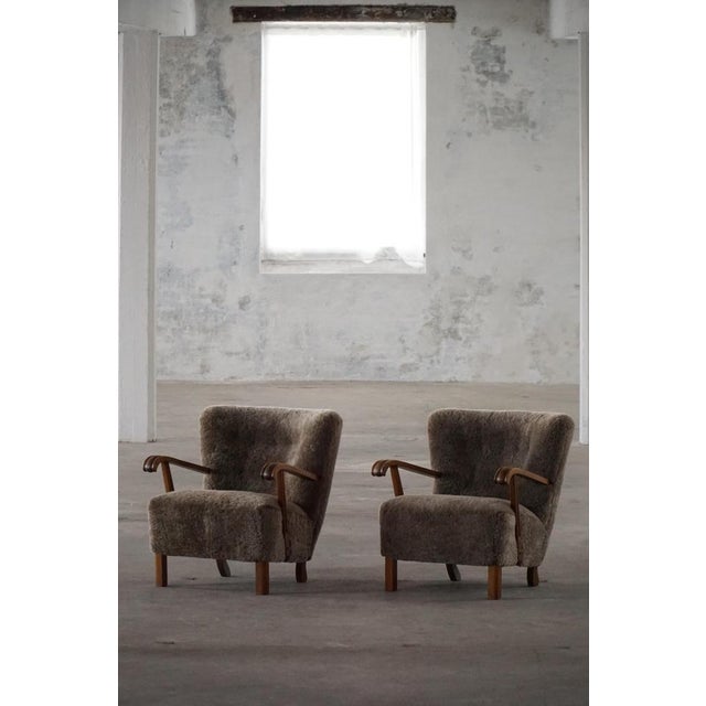 Mid-Century Modern Lounge Chairs in Beech and Lambswool, Denmark, 1950s, Set of 2 For Sale - Image 10 of 18
