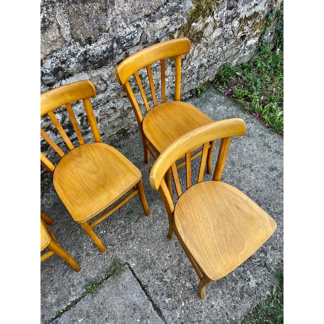 Beechwood Bistro Chairs from Luterma, France, 1950, Set of 6 For Sale - Image 3 of 14