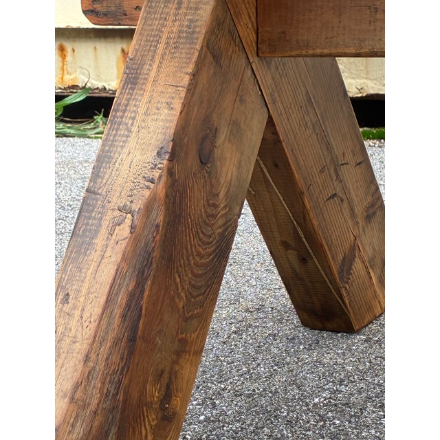 Pine Trestle Base Farmhouse Table For Sale - Image 14 of 18