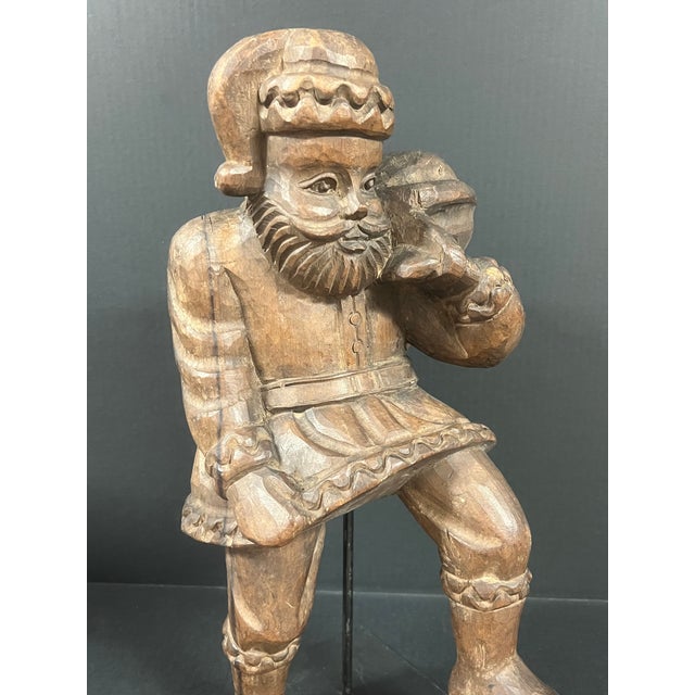 Late 20th Century Late 20th Century Carved Wood Santa Claus Sculpture For Sale - Image 5 of 11