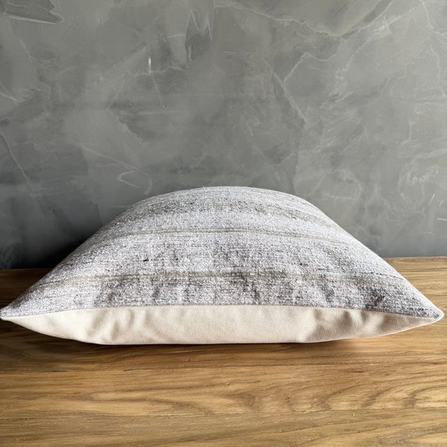 Mid-Century Modern Vintage Rug Pillow Cover With Stripes For Sale - Image 3 of 8