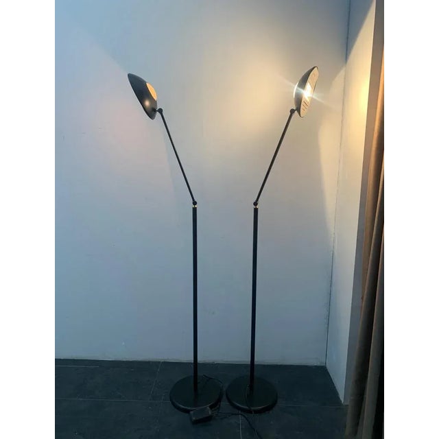 Black Adjustable Floor Lamp with Brass Details For Sale - Image 8 of 10