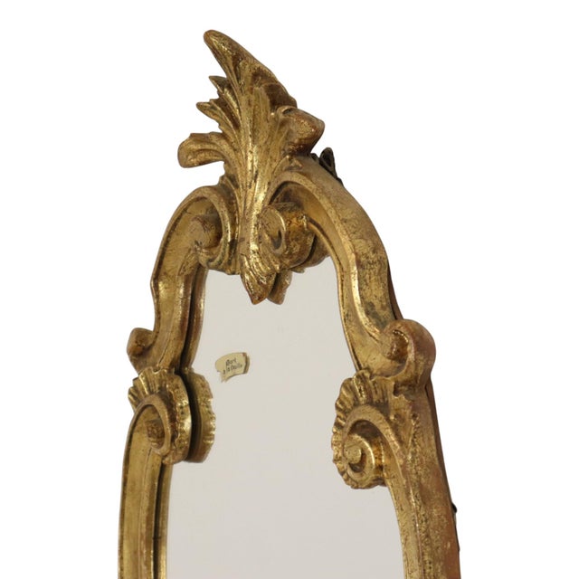 French Baroque Gold-Leaf Gilded Mirror with Crest, 1960s For Sale - Image 4 of 18