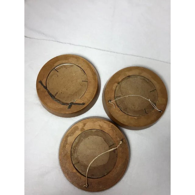 Traditional Vintage Flower Capodimonte Plates With Wooden Frames - Set of 3 For Sale - Image 3 of 8