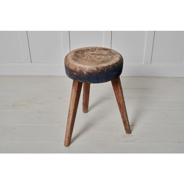 Antique Northern Swedish Country House Pine Stool For Sale - Image 5 of 8