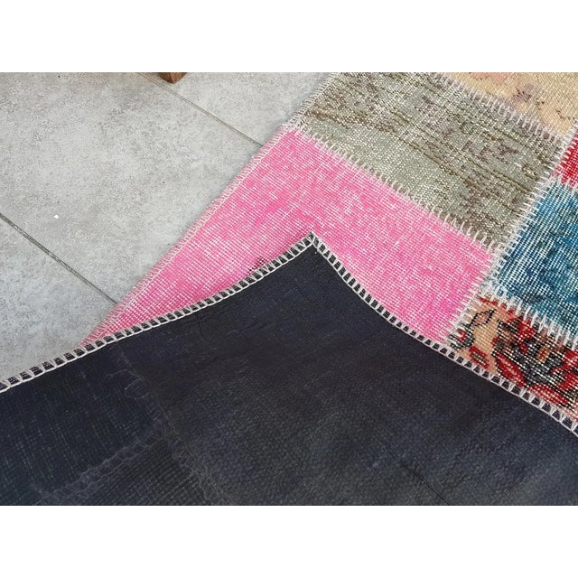 Turkish Mid 20th Century Colorful Ethnic Handmade Wool Rug For Sale - Image 3 of 10