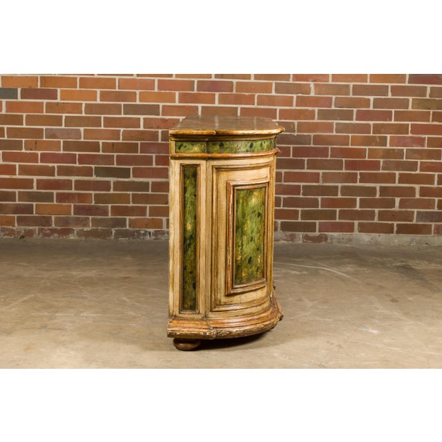 18th Century Italian Painted Sideboard with Two Doors and Rounded Corners For Sale - Image 4 of 12