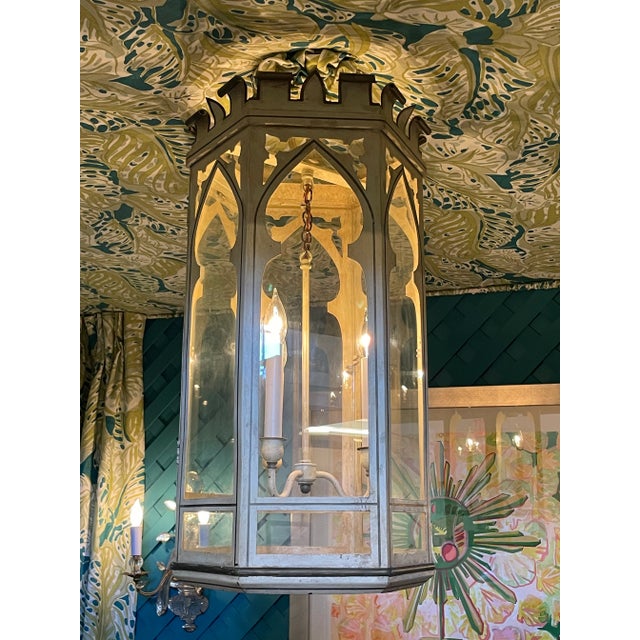 Metal Large Gothic Painted Metal Lantern For Sale - Image 7 of 8