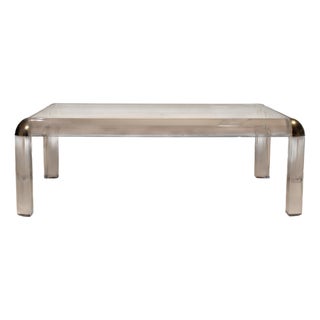 Rectangular Acrylic and Brass Coffee Table in the style of Karl Springer, 1970s For Sale