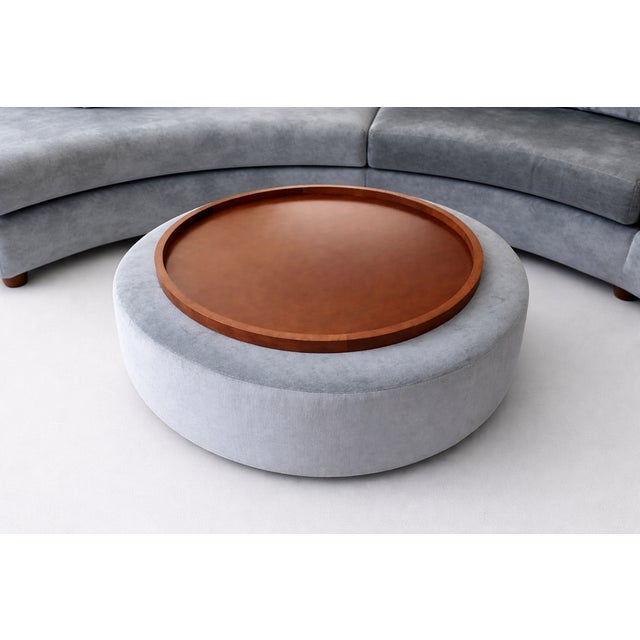 One-of-One Bespoke Curved 2 Piece Sectional + Ottoman + Custom Table For Sale - Image 10 of 11