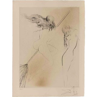 Salvador Dalí­, Witch with Broomstick Edition 49/150, 1960s, Etching For Sale