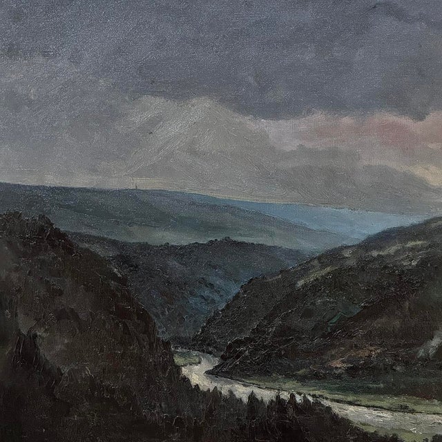 Antique Framed Oil Painting on Canvas of Ardennes Landscape by Rene Toussaint (1902-1971) For Sale - Image 11 of 16