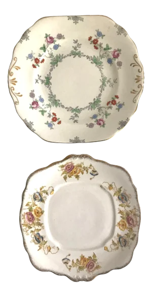 Antique Mismatched English Cake Plates - a Pair