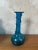 Blue blown glass spiral vase in the BIOT style. Its blue color and its design with a raised spiral make it a remarkable...