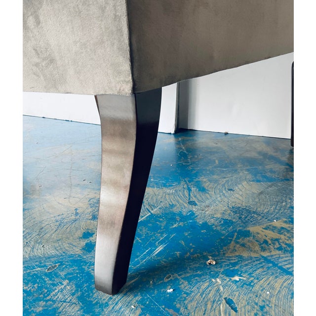 Gray Caracole Modern Gray Velvet Arms Wide Open Wingback Chair For Sale - Image 8 of 8