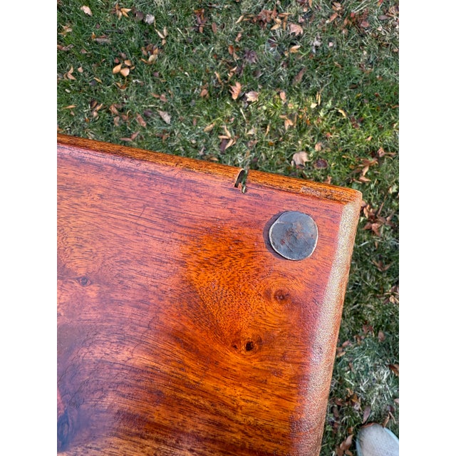 1970s Vintage Indian Carved Wooden Console Table With Nailhead Design and Baluster Legs For Sale - Image 5 of 15