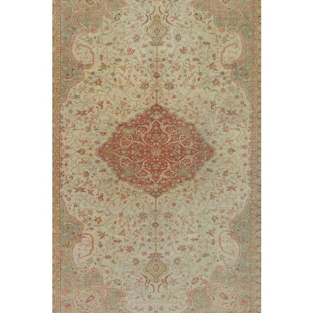 Turkish Fine Antique Turkish Borlu Oushak Wool Rug 8'7" X 11’10" For Sale - Image 3 of 7