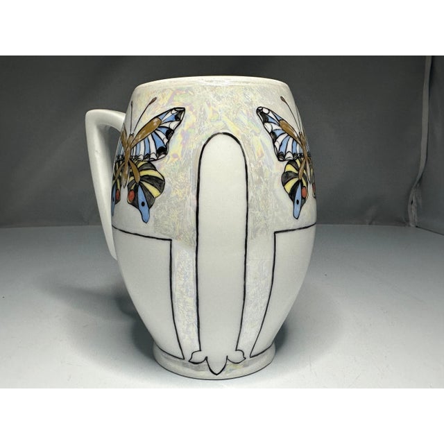 Early 20th Century Art Nouveau Bavaria Hand-Painted Butterfly Mug For Sale - Image 4 of 9