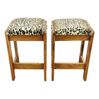 Brutalist Danish 1970s Mid-Century Brutalist Danish Style Counter Bar Stools - A Pair For Sale