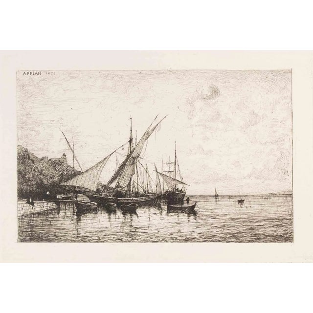Le Port de Monaco is an artwork realized by Appian. Etching, realized in 1874. Sheet 158 x 237 mm\. Curtis and Prouté 36....