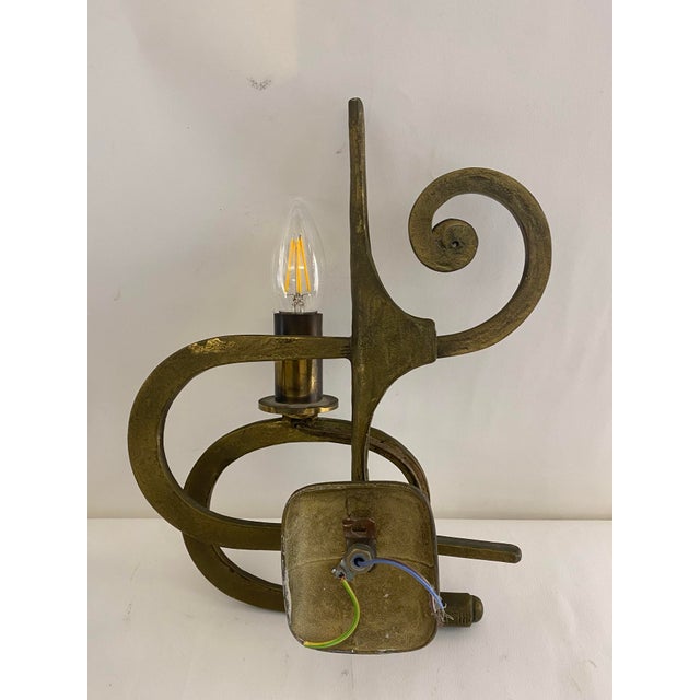 Brutalist Vintage Bronze Wall Lights, Italy, 1950s, Set of 3 For Sale - Image 3 of 7