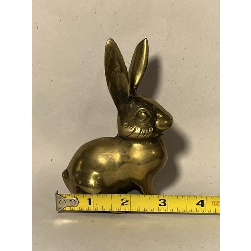 Mid-Century Modern Vintage Solid Brass Bunny Rabbit Figurine For Sale - Image 3 of 12