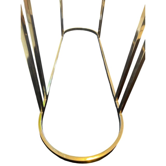 Metal 1970s Hollywood Regency Elliptical Brass Console Table For Sale - Image 7 of 11