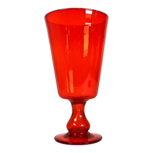 Vintage Red Swedish Hand Blown Footed Vase