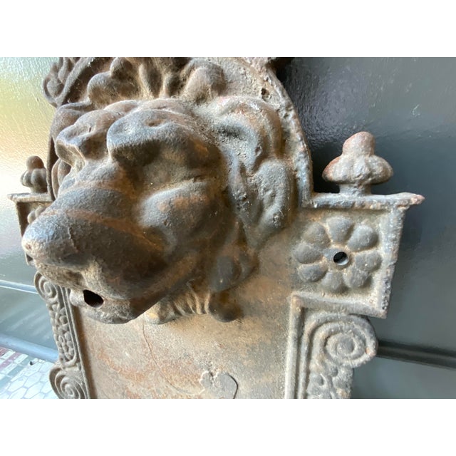Rustic European Early 20th Century Cast Iron Lion Architectural Fountain Back For Sale - Image 3 of 17