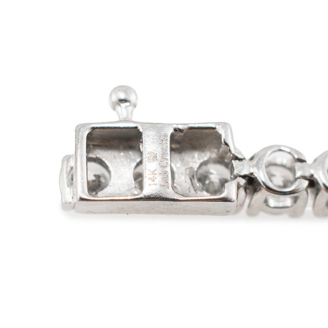 Metal 14k White Gold 5.70 CTW Round Brilliant Lab Grown Diamond Tennis Bracelet For Sale - Image 7 of 8
