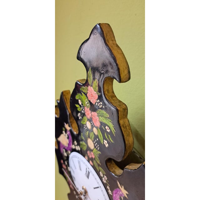 Wood Vintage Handmade Wall Clock, 1960s For Sale - Image 7 of 11