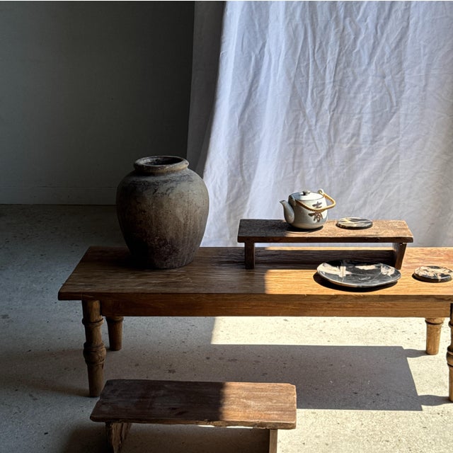 Small Low Bench in Antique Indonesian Teak, 1980s For Sale - Image 6 of 18