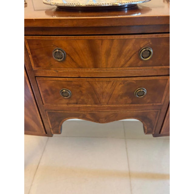 Antique Edwardian Flame Mahogany Bow Front Sideboard, 1900 For Sale - Image 11 of 16