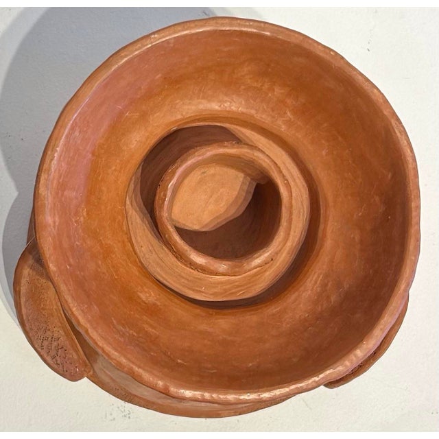 Art Deco Vintage South American Unglazed Terra Cotta Candle Holder Vase Vessel For Sale - Image 3 of 4