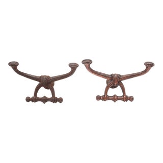 Pair of Victorian Beaded Cast Iron Hall Tree Hooks For Sale
