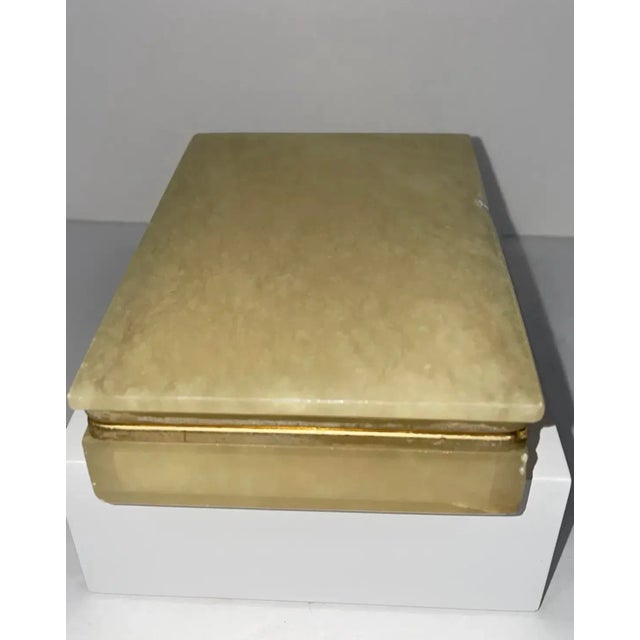 Vintage Mid-Century Italian Onyx & 24k Gold-Plated Brass Box by g.s.e., Signed “Oro k.24” For Sale - Image 9 of 9
