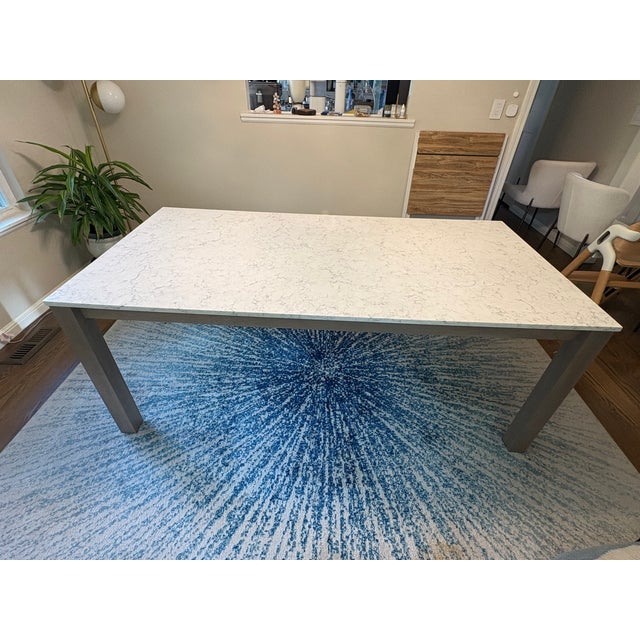 Modern Used Marbled Quartz Table (Room and Board) For Sale - Image 3 of 4