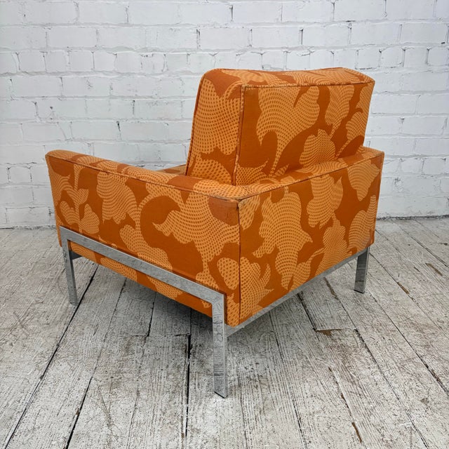 Mid Century Modern Knoll Style Lounge Arm Chair Chrome For Sale - Image 9 of 12