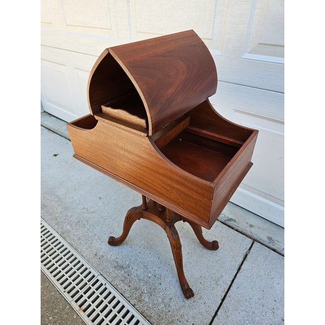 Brown Mahogany Tea Poy Flip Top Side Table With Interior Storage For Sale - Image 8 of 15