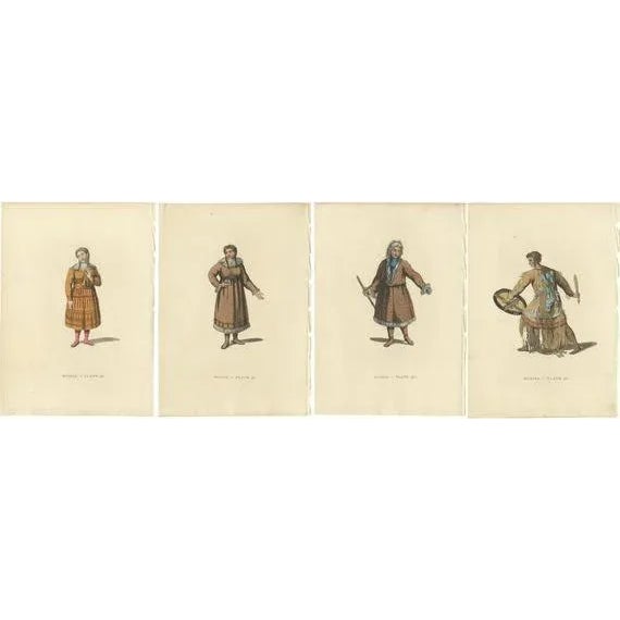W. Alexander, Traditional Attires of Kamchatka, 1814, Prints, Set of 4 For Sale - Image 6 of 6