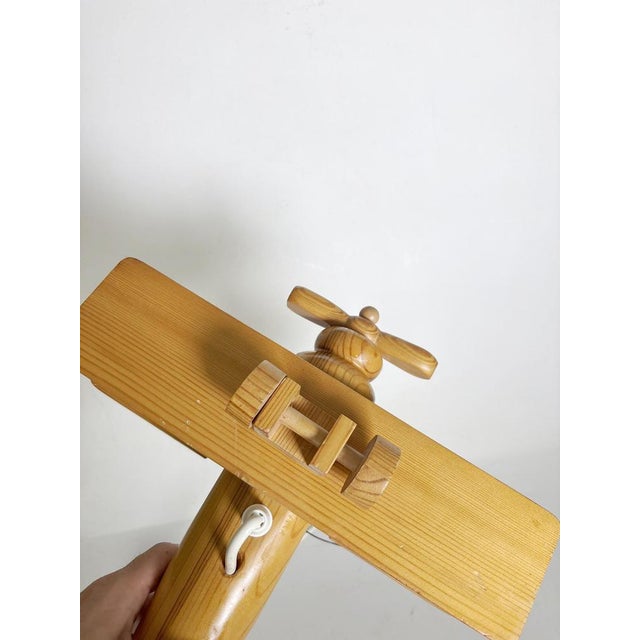 Wooden Airplane Pendant Light in Pine, France, 1970s For Sale - Image 6 of 11