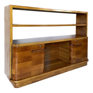 Art Deco Veneered Walnut Bookcase with Doors, 1930s For Sale