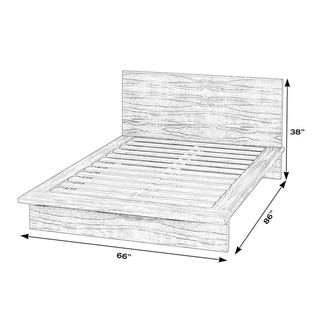 Mid-Century Modern Halmstad Wood Platform Queen Bed, Brown For Sale - Image 3 of 9