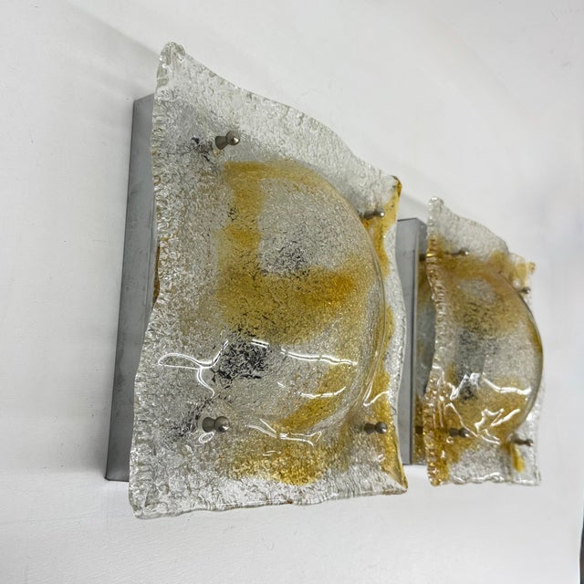 Orange Abstract Murano Glass Wall Sconces from Mazzega, Italy, 1960s, Set of 2 For Sale - Image 8 of 18